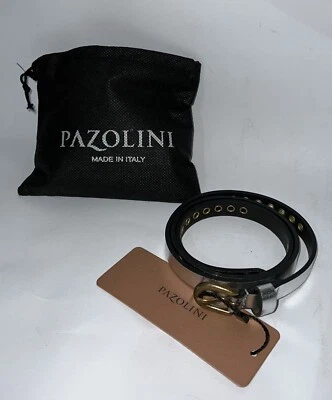 PAZOLINI cintura Donna Woman vera pelle made in Italy Argento PZ08 (85,5x1,5cm) - Immagine 1 di 4