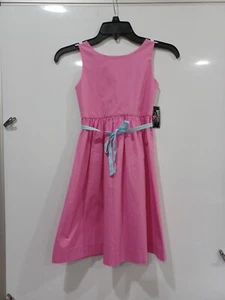American Living Girl's Sz 6 NWT Pink Sleeveless Shift w/blue Ribbon Belt - Picture 1 of 7