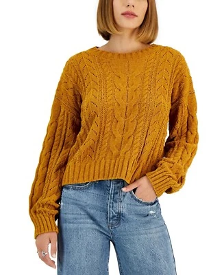 Suéter Pullover Hippie Rose Junior Chenille Cable Hoja Dorada Talla L Foto 1 de 2