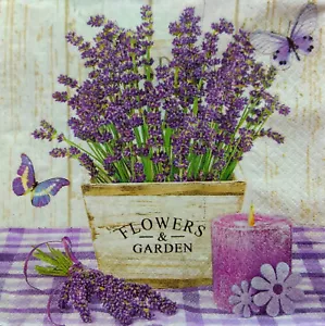 4X Paper Design Napkins Decoupage Craft Tissue Bunch Lavender Lavanda Butterfly - Bild 1 von 4