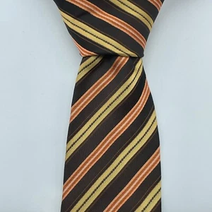 KAI LONG Silk Tie Mens Brown 4" Vintage Striped Handmade USA Made Classic Formal - Picture 1 of 5