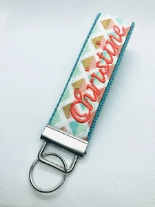 wristlet handmade Key Fob/ Gold/ Arrows / Monogram/ Teal/ Orange/ Personalized - Picture 1 of 8
