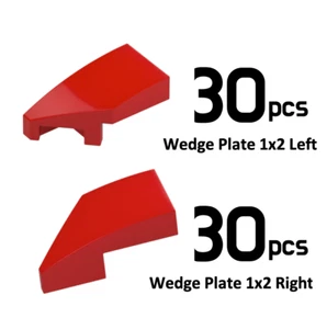 LEGO 60x Placa Cuña 1x2 30 Izquierda 30 Derecha Color Rojo 29120 29119 6177505 6177507 - Imagen 1 de 1