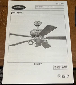 Harbor Breeze Owners Manual For Helix II Ceiling Fan Model 78512 Spanish English - Picture 1 of 2