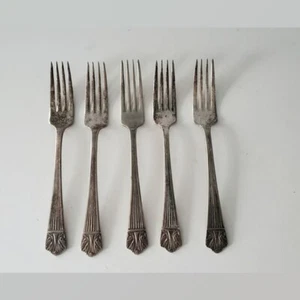 Lady Esther Antique Silverplated 5 Dinner Forks - Picture 1 of 2