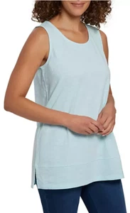 Lands' End Women's Split Hem Tank Top, Light Blue, XX-Large - Picture 1 of 7