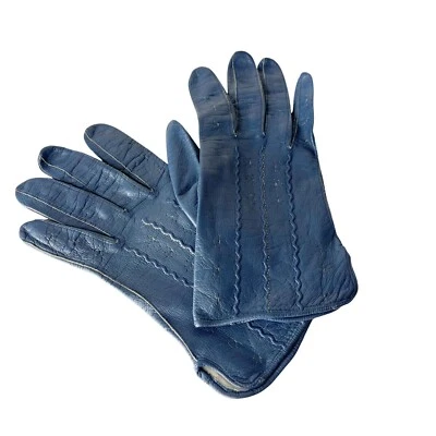 Guantes de conducción de cuero azul marino vintage años 80 talla 7 3/4 (S/M) ligeros suaves Foto 1 de 4