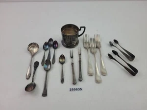 Konvolut Besteck versilbert Glashalterung Jugendstil Zuckerzangen Küche #255635 - Bild 1 von 22