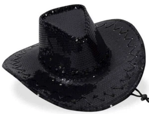 5 Stück Westernhut Westernhüte Cowboyhut Cowboyhüte Hut Hüte Pailetten black NEU - Bild 1 von 2