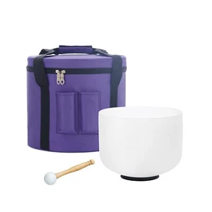 8" 432hz C Note Tuned Frosted Crystal Singing Bowl With Case Sound Healing Yoga - Picture 1 of 5