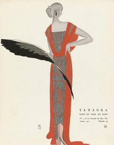 Tanagra Evening Gown La Gazette du Bon Ton 1921 Art Print - Picture 1 of 1