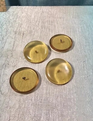 4 Large Vintage Clear Yellow Butterscotch Lucite Buttons 2 Inch Round - Image 1 of 2