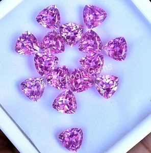 15 Pcs Natural Mogok Pink Ruby Trillion 7.00 MM Certified AAA+ Treated Gemstone - Picture 1 of 7
