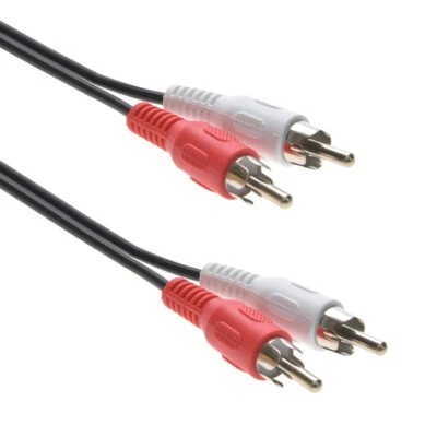 Dual RCA (Red + White) Audio Cable 2 RCA Stereo Cord Amp 3ft 6ft 12ft 25ft 50ft - Image 1 of 3