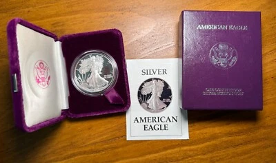 American Eagle 1987 S Proof Silver $1 - OGP Foto 1 de 3