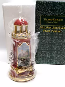 Vintage 2004 Thomas Kinkade Illuminated Ceramic Red Lighthouse Figurine - Picture 1 of 17