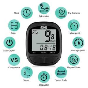 Compteur de vitesse et odomètre filaire étanche pour vélo= - Imagen 1 de 11