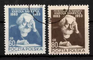 1953 Poland K. Marx Stamps Set of 2 SG 802/3 FU - Picture 1 of 1
