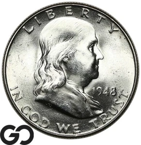 1948-D Franklin mezzo dollaro, bianco brillante FDC++ - Foto 1 di 3