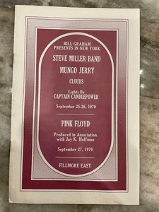 PINK FLOYD FILLMORE EAST 1970 CONCERT PROGRAM - Picture 1 of 3