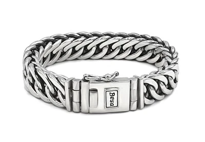 BESA Argento Bracciale 925er " Arthur " 15mm Larghezza Buddha Catena Vichinghi - Immagine 1 di 4