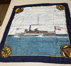 Calvin Klein Seidentuch 80er Steamboat Maritim Design Italy Corporate Sale - Bild 1 von 10