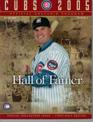 2005 CHICAGO CUBS PROGRAM VS SAN DIEGO PADRES RYNE SANDBERG HALL OF FAME COVER - Image 1 of 2