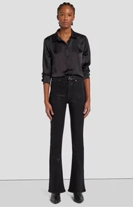 Pantalones de mezclilla ajustados 7 For All Mankind para mujer talla 27 negros tiro ultra alto nuevos con etiquetas - Imagen 1 de 12