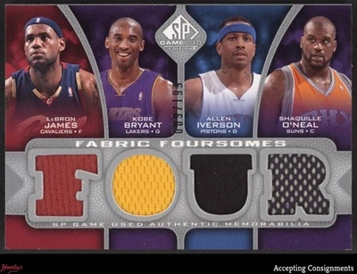 2009-10 SP Game Used Kobe Bryant O'Neal Iverson LeBron James QUAD JERSEY /199 - Image 1 of 2