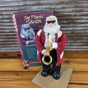 Vtg 2000 Saxophone Playin Animated Santa Claus by Gemmy W/Box-SEE VIDEO! - Picture 1 of 18