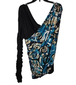 Delicioso Top Manga Acanalada Talla Grande 3X Y2K Glamour Elastizado Club Asimétrico Noche Out - Imagen 1 de 9