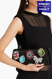 RRP€724 MOSCHINO COUTURE! Clutch Bag Rhinestones Chain Strap Magnetic Flap - Picture 1 of 9