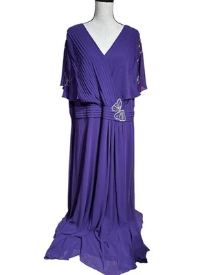 ROAMANS Women’s Plus Sz 28W Purple Formal Dress Long V-Neck - Image 1 of 4
