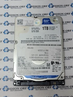 WDC 1TB 2.5" SATA HDD 5400 RPM WD10SPZX-08Z10, GRADE A+, SKU 18512 - Image 1 of 2