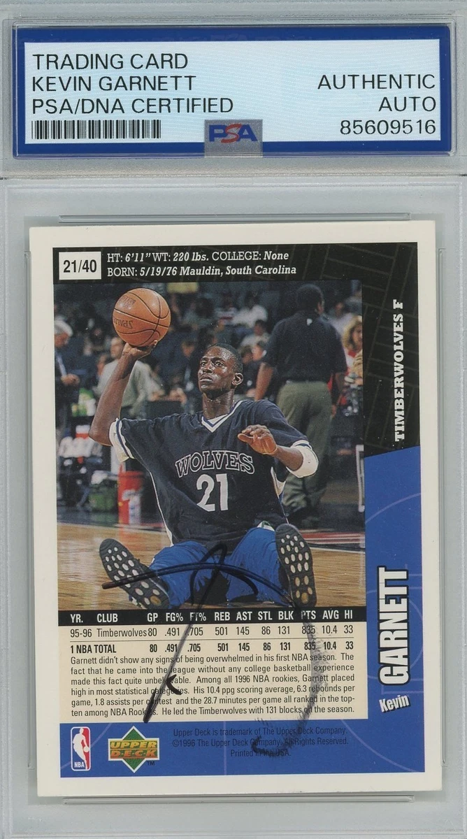 Kevin Garnett Original Autographed Basketball Trading Cards