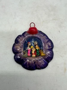 Handmade In Peru Folk Art Nativity Scene Christmas Ornament  - Picture 1 of 5