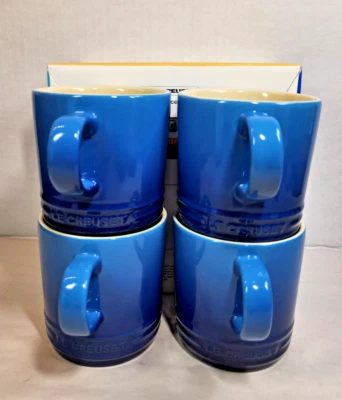 Le Creuset керамики 12 жидких унций London кружка набор из 4 лазурно-синий 350 мл новый в коробке - Изображение 1 из 4