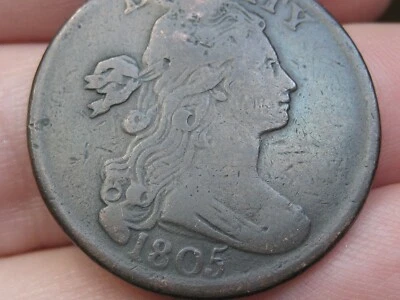 Busto drapeado 1805 centavo grande - Detalhes finos/VF - Imagem 1 de 4