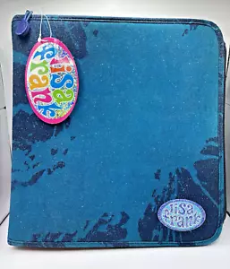 Vtg Y2K Lisa Frank 3 Ring Binder Denim Canvas Splatter Sparkles Tag RARE read - Picture 1 of 15