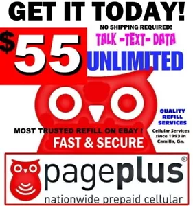 Page Plus $55 ⭐ UNLIMITED ⭐ FAST REFILL DIRECT TO PHONE ⭐ GET IT TODAY ⭐  - Picture 1 of 4