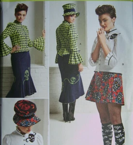 misses sew pattern 12 14 16 18 20 FUNKY BLOUSE HAT SKIRT fitted ?gothic designer - Picture 1 of 2