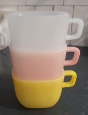 Vintage Glasbake Square Lipton Milk Glass Mugs - Set of 3