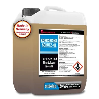 OPTIMAL PRODUCTS Korrosionsschutzöl sprühfähig | Kriecheffekt | Langanhaltender Rostschutz | 10 L