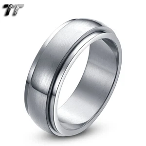 TT 8mm Plain Brushed S.Steel Spinner Ring Size 6-15(R10S) Half Size NEW - Picture 1 of 1