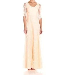 NWT DONNA MORGAN APRICOT MOTHER OF THE BRIDE GOWN DRESS WITH SLEEVES sz 10 LONG - Picture 1 of 9
