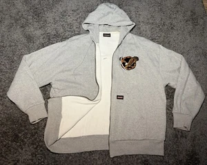 Vtg Y2K Dickies Waffle Knit Lined Full Zip Hoodie Large Biker Eagle Flame Patch - Picture 1 of 8