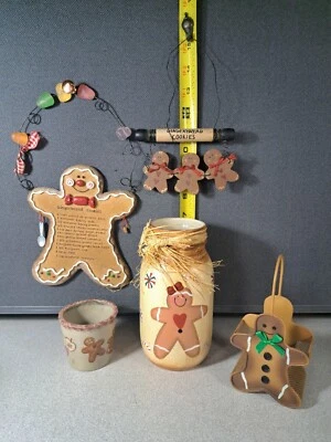 Gingerbread Man Lot Decor, Candle Jar, Candle Holder & Trinket Basket #3256L306 Foto 1 de 4