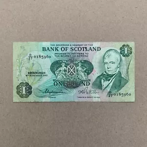 United Kingdom Bank of Scotland 1 Pound Banknote 1980 Currency Paper Money - Picture 1 of 3