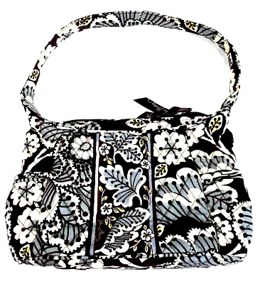 Cartera pequeña Vera Bradley Slate Blooms 10"x6"x3,5" marrón hoja azul bandolera hobo Foto 1 de 4