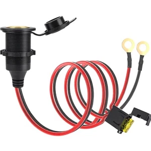 Robuste 12V/24V DC Zigarettenanzünder-Steckdose mit 1m Kabel und 20A Sicherung - Bild 1 von 1